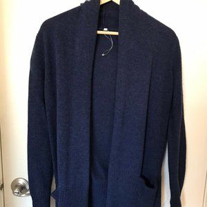 MUJI Women's Wool Long Navy Cardigan S NWOT!